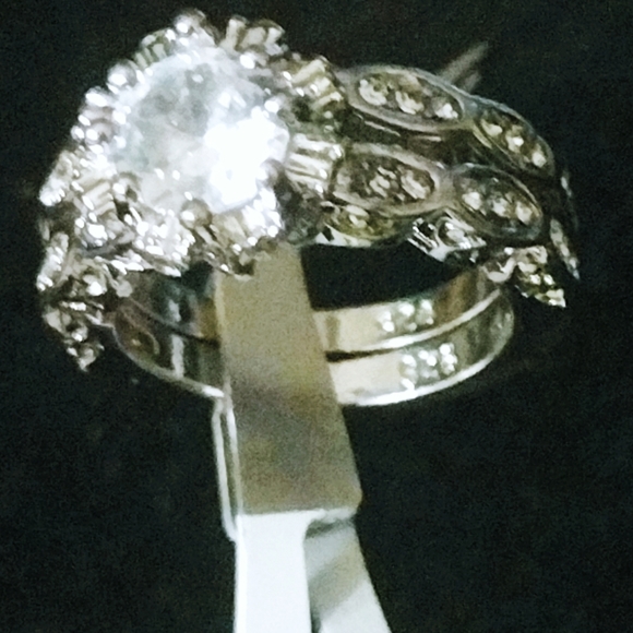 S925 2pc CZ wedding anniversary engagement set - Picture 4 of 14